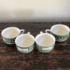 1950s Vintage Colonial Homestead Tea Cups, Green